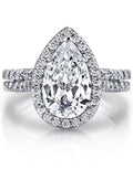 3CT Teardrop Pear Shape Solitaire AAA CZ Engagement Ring Bridal Set in 2 piece Sterling Silver 925 R32435