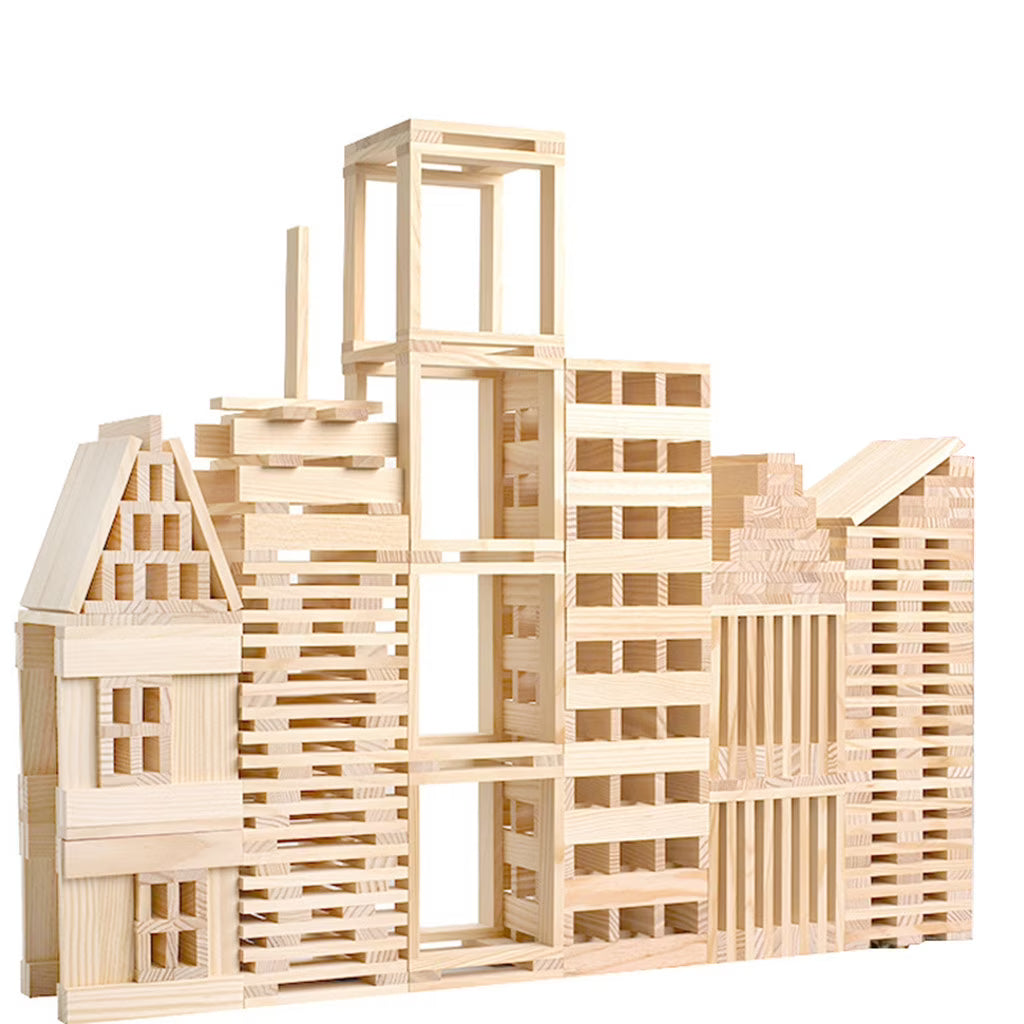 Wooden Building Blocks 100 PCS Set Solid Wood Block Playset Kit K599948