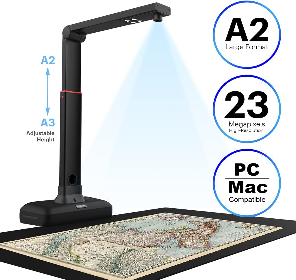 Large Format Overhead Document Scanner with Auto-Flatten & Fingerprint Removal Technologies L171876