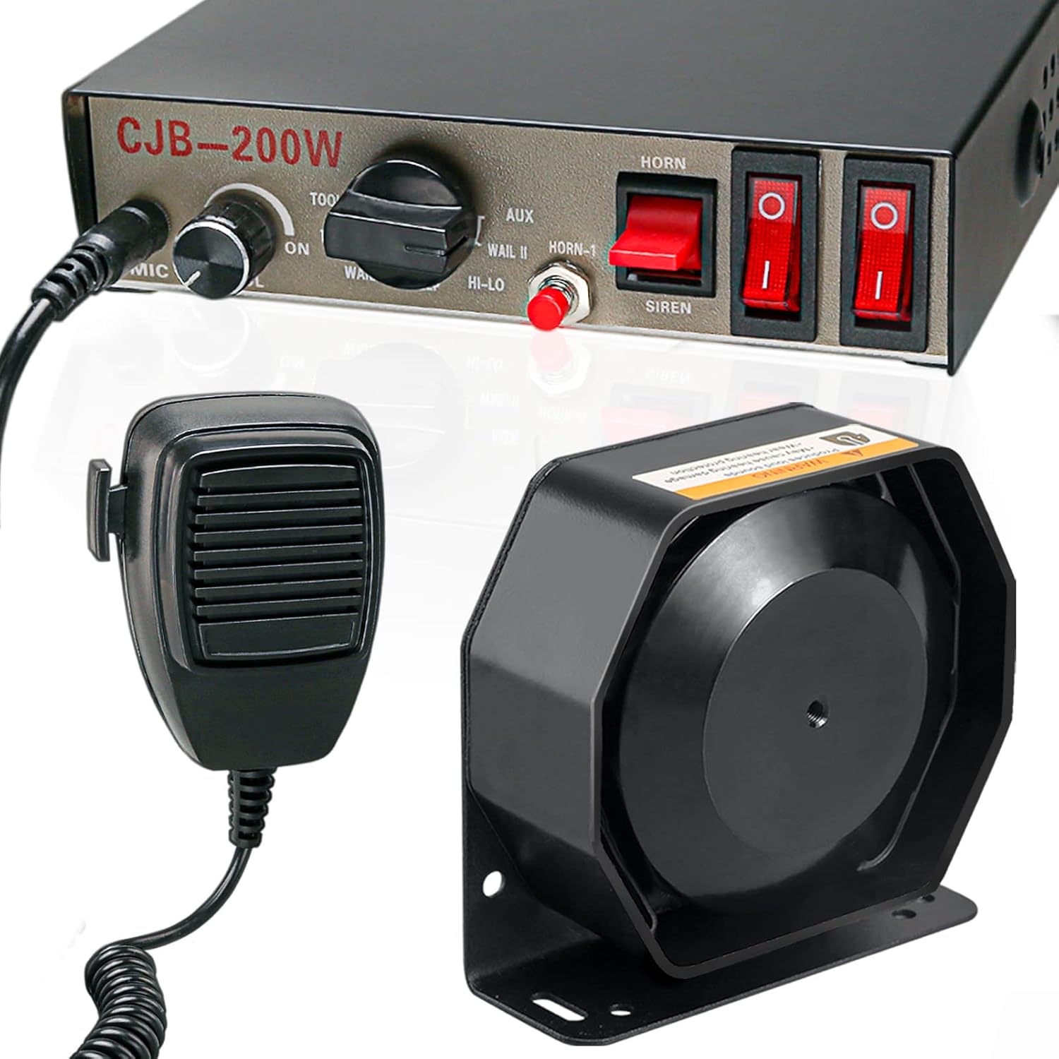12V 200W 9 Tones Police Warning Emergency Siren PA System with Handheld Microphone F1036