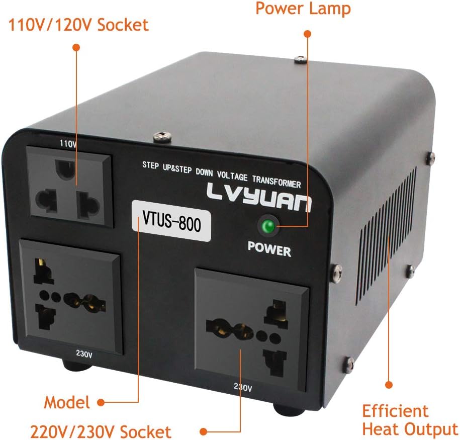 Voltage Transformer Converter 800 Watt Step Up/Down with 1 US Outlets, 2 Universal Outlets Pack of 2 I6578