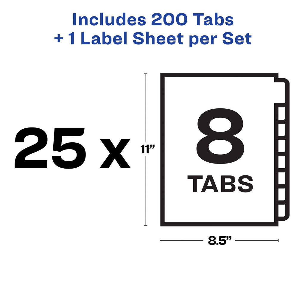 Clear Label Unpunched Dividers, 8-Tab, Ltr, 25 M4561