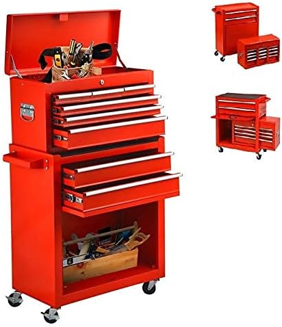Red 8 Drawer Rolling Tool Chest with Wheels D7735