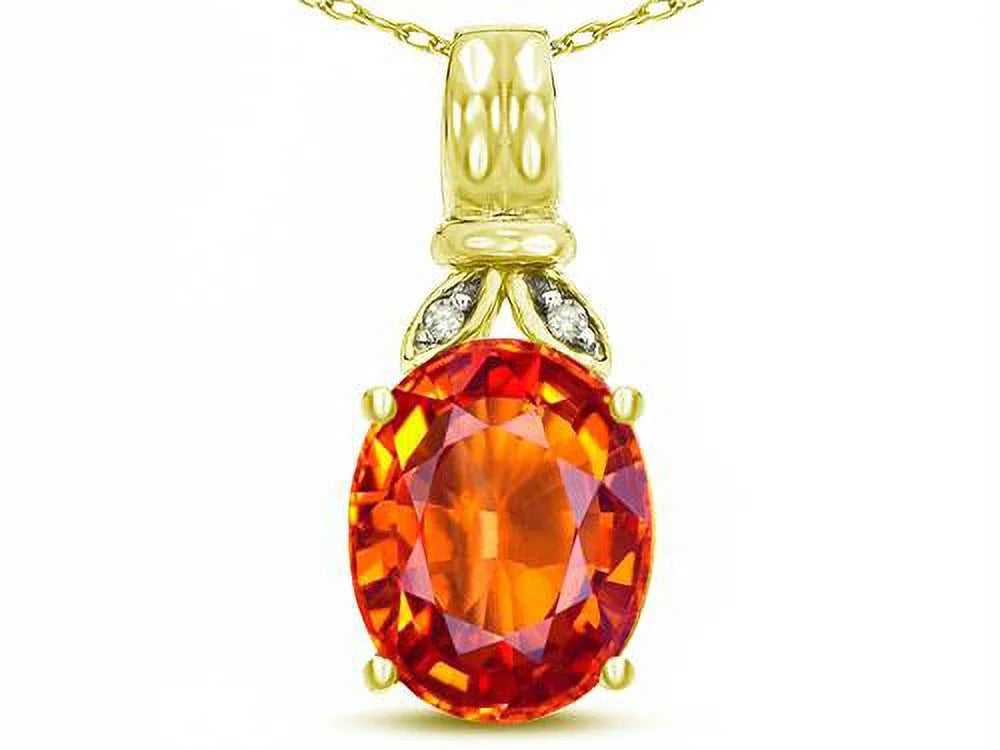 Oval 10x8 Simulated Orange Fire Opal Pendant Necklace R5533