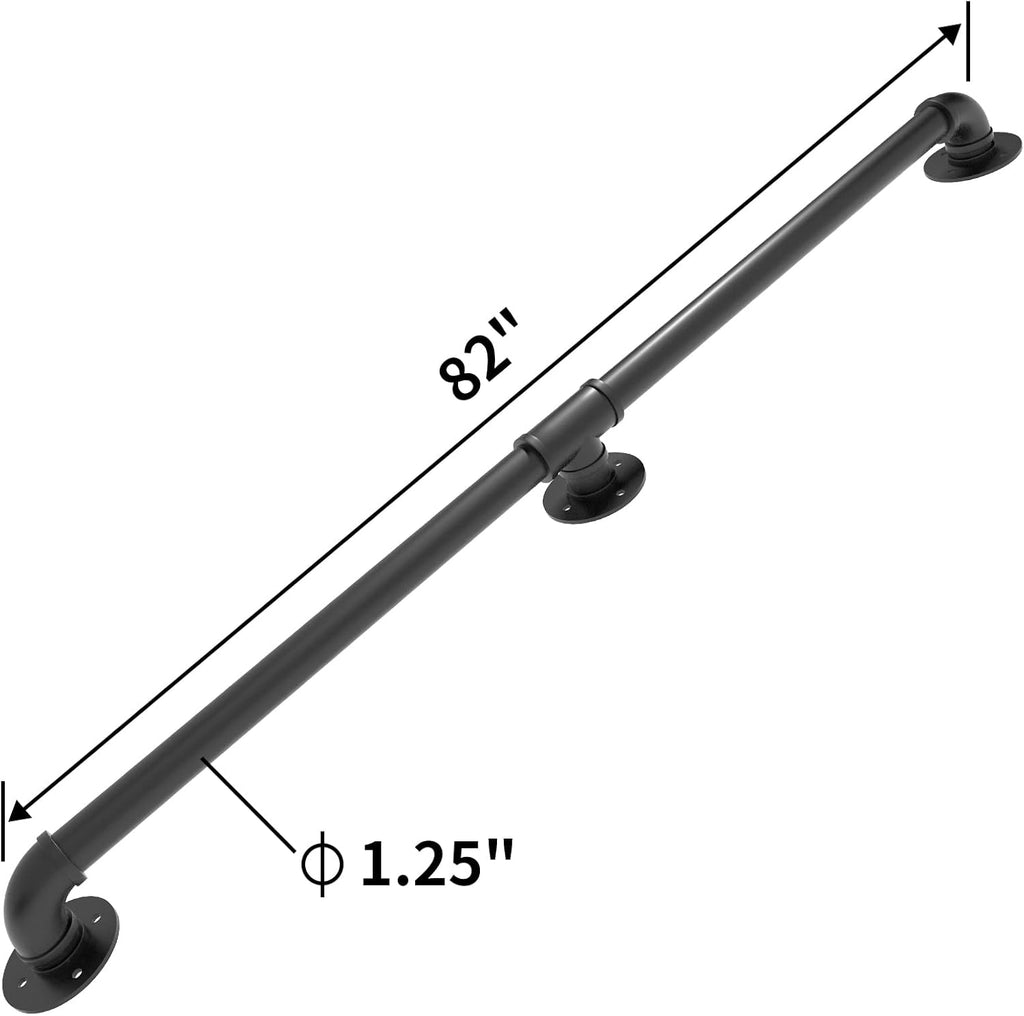Wall Handrail 7FT/210CM, 1.25 Inch Tube Diameter, Galvanized Pipe Handrail V229