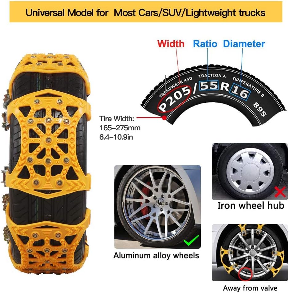 Adjustable Anti-Skid Snow Tire Chains Pack of 2 P8723