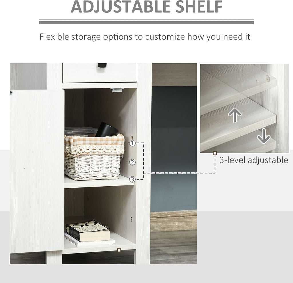 White Farm Style Computer Desk with 2 Drawers and 2 Cabinets O379364