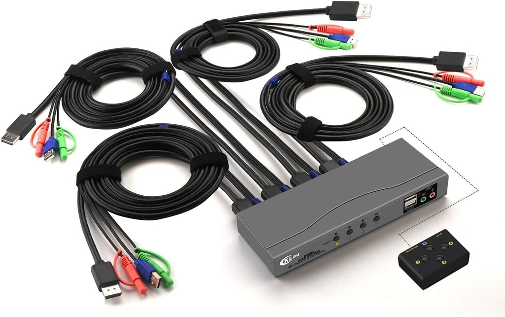 4Kx2K@60Hz DP 1.2 Dual Port Displayport KVM Switch with Audio and Cables B614
