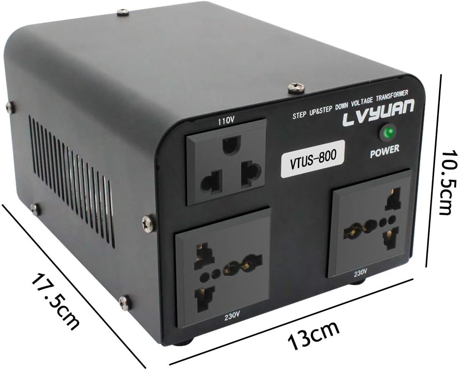 Voltage Transformer Converter 800 Watt Step Up/Down with 1 US Outlets, 2 Universal Outlets Pack of 2 I6578