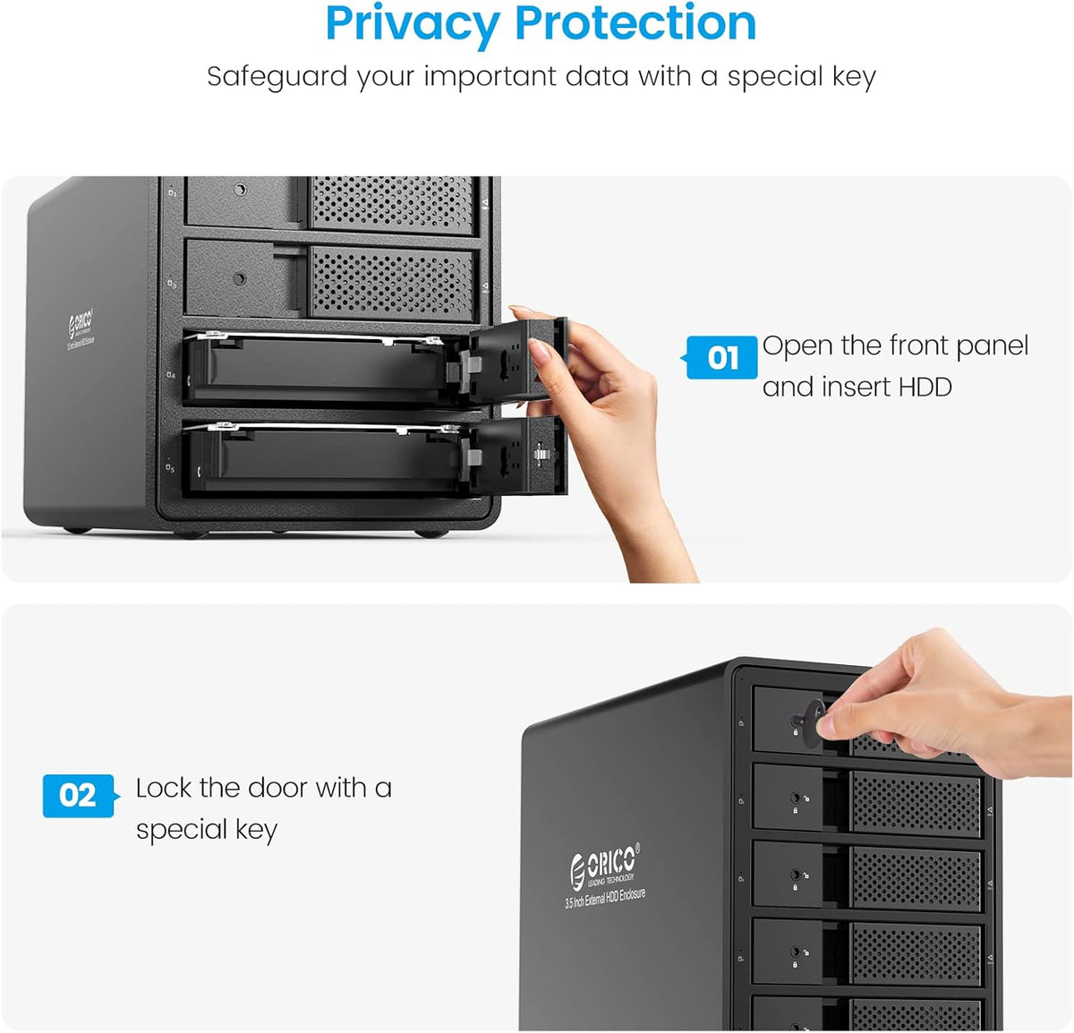 5 Bay USB 3.0 to SATA Aluminum Alloy RAID Hard Drive Enclosure for 3.5 inch HDD A8472
