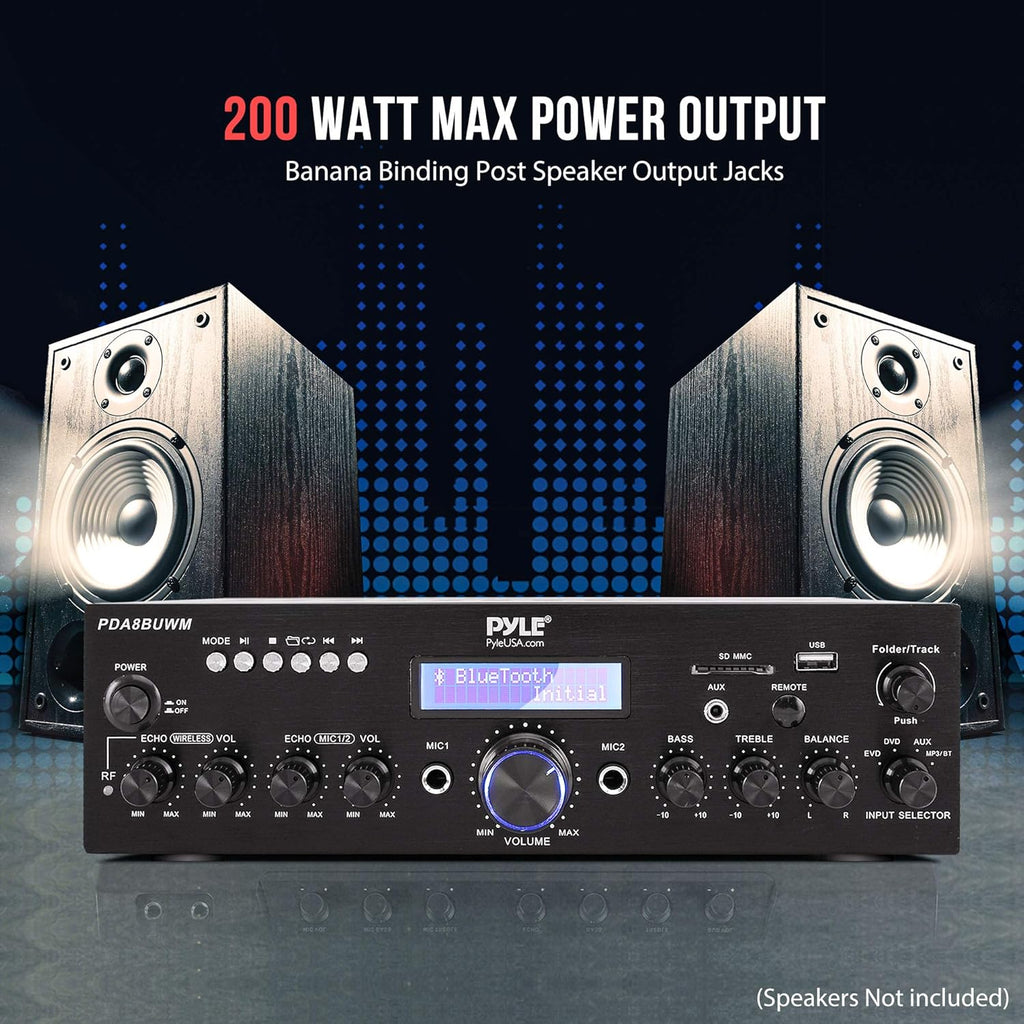 200W Dual Channel Karaoke Speaker Receiver with USB, AUX, Microphone, Echo, Radio, RCA T566017