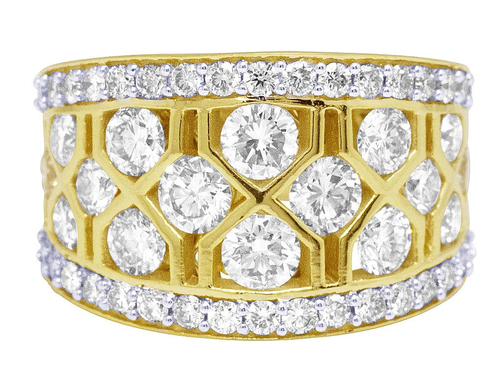 Geometric Mesh Diamond Band Ring Q865033