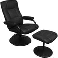 Black Faux Leather Swivel Recliner with Ottoman O7016