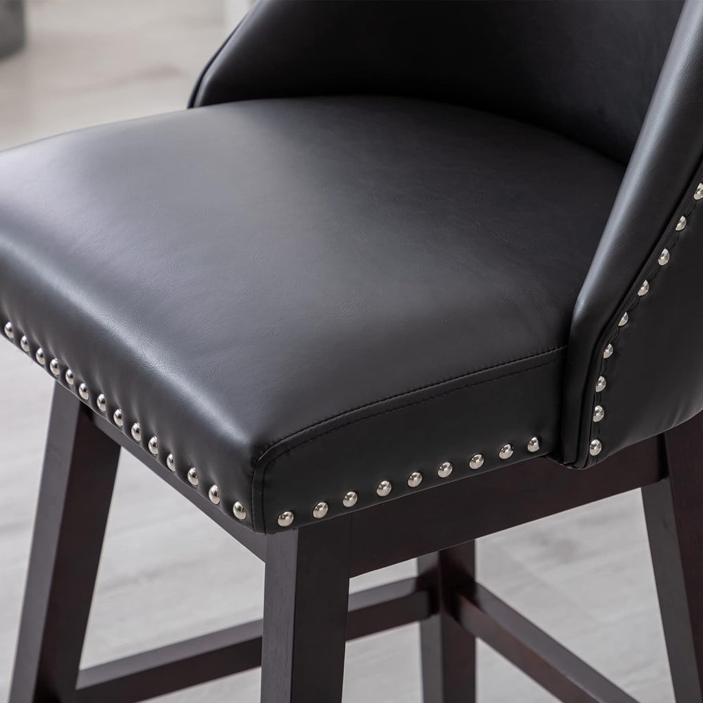 27 inch PU Leather Swivel Barstools with Wood Legs Q264365