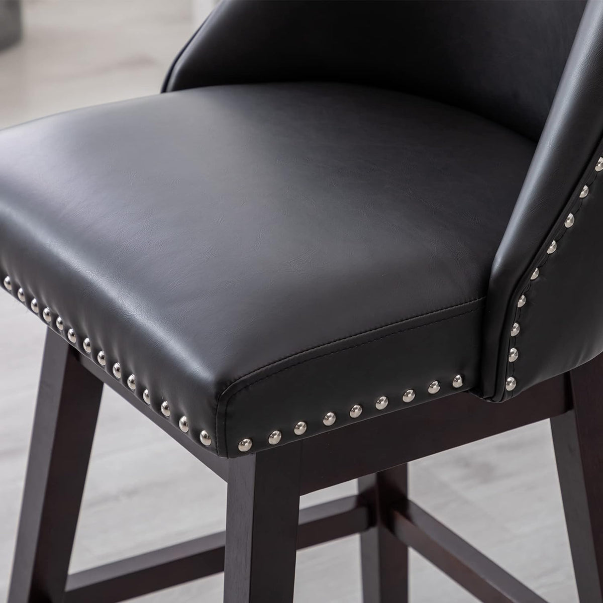 27 inch PU Leather Swivel Barstools with Wood Legs Q264365