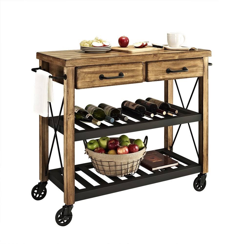 Natural Wood and Metal Kitchen Cart W90882