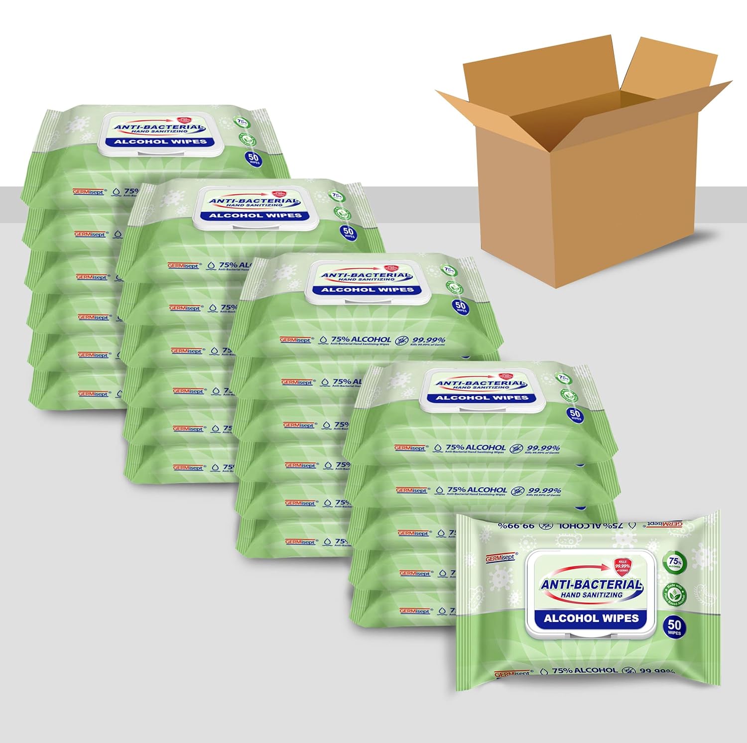 75% Alcohol Antiseptic Hand Sanitizer Wipes (1200 Wipes) B908