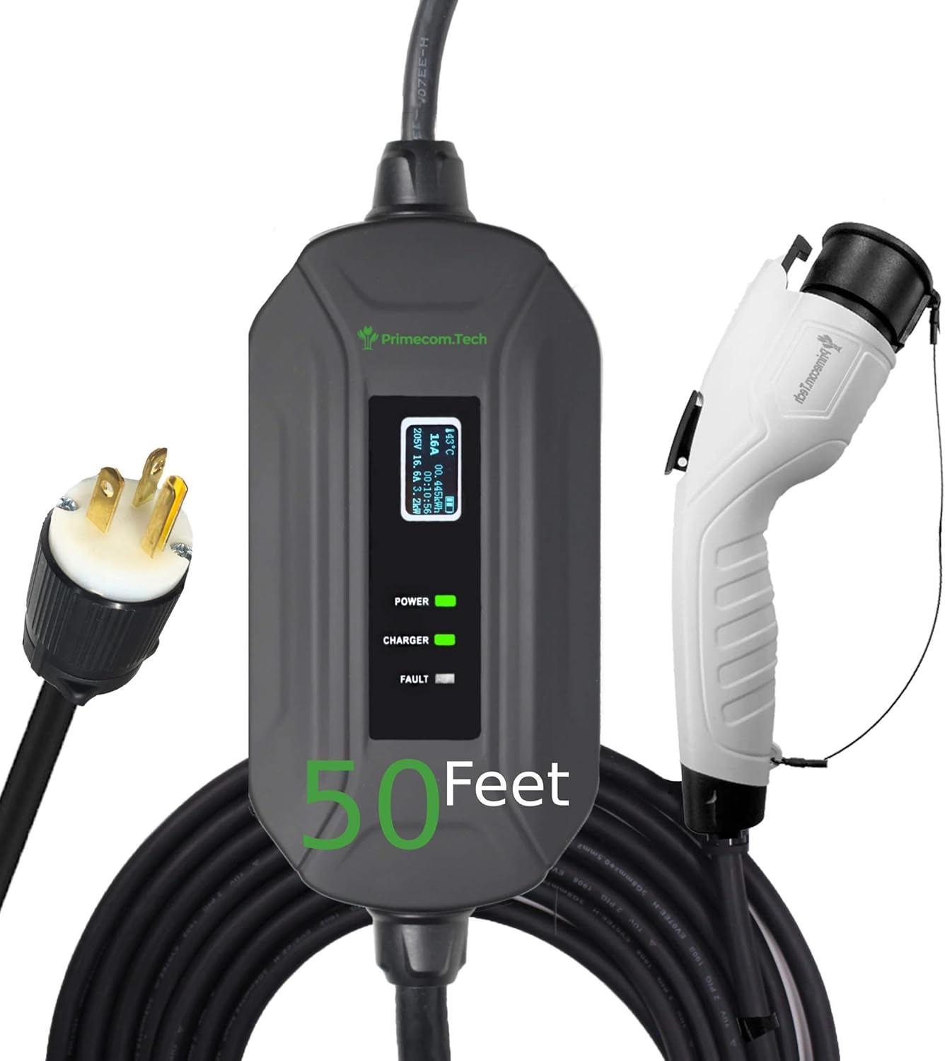 Portable Level 2 Electric Vehicle Charger, 16Amp, 35 Feet P557