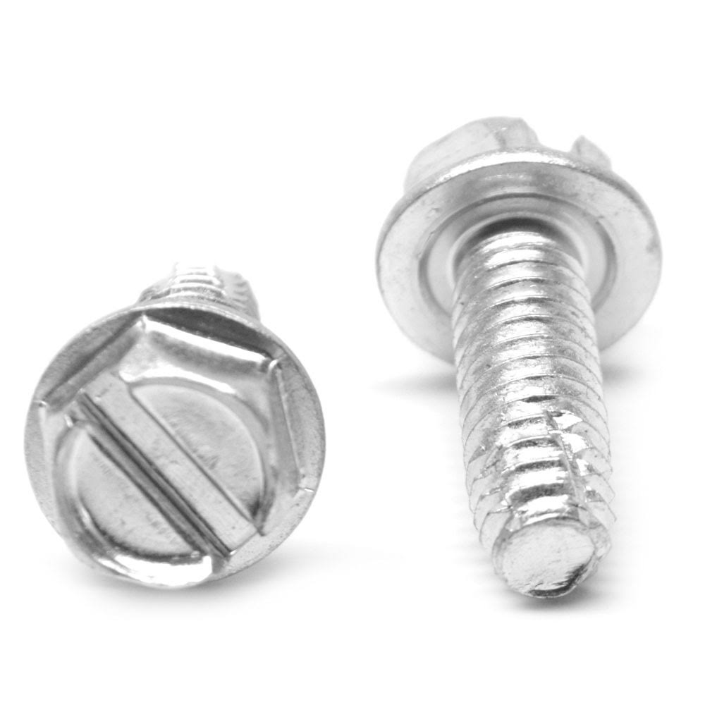 5/16-18 x 2 1/2 Coarse Thread Thread Cutting Screw Slotted Hex Washer Head Type F Low Carbon Steel Zinc Plated V59014