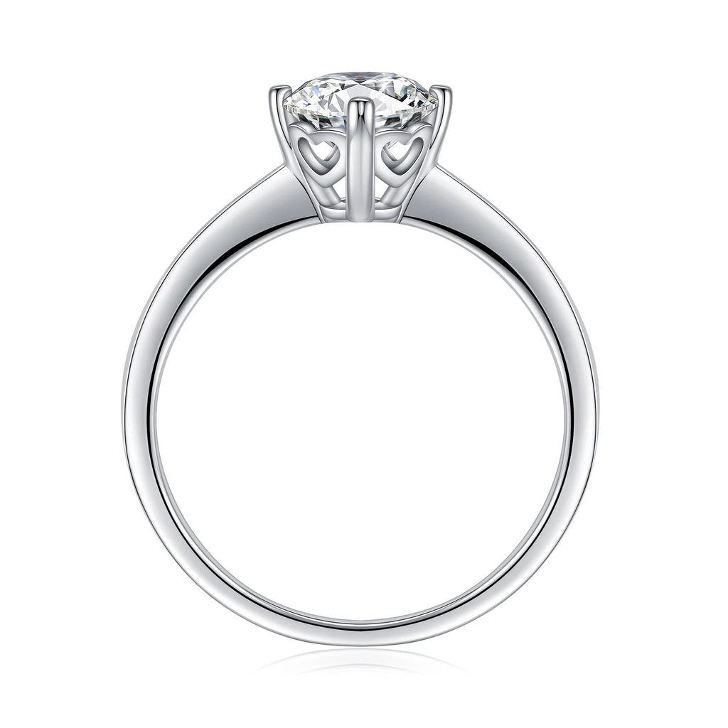 1ct Halo Moissanite Engagement Ring 925 Sterling Silver Four-Prong Round Cut Ring C6541