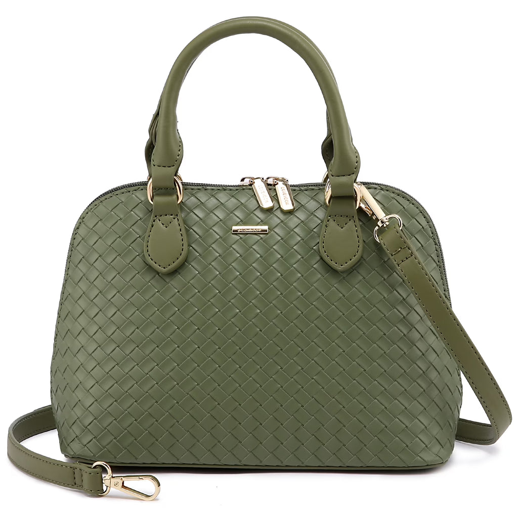 Dome Satchel Handbags with Double Zipper V821969