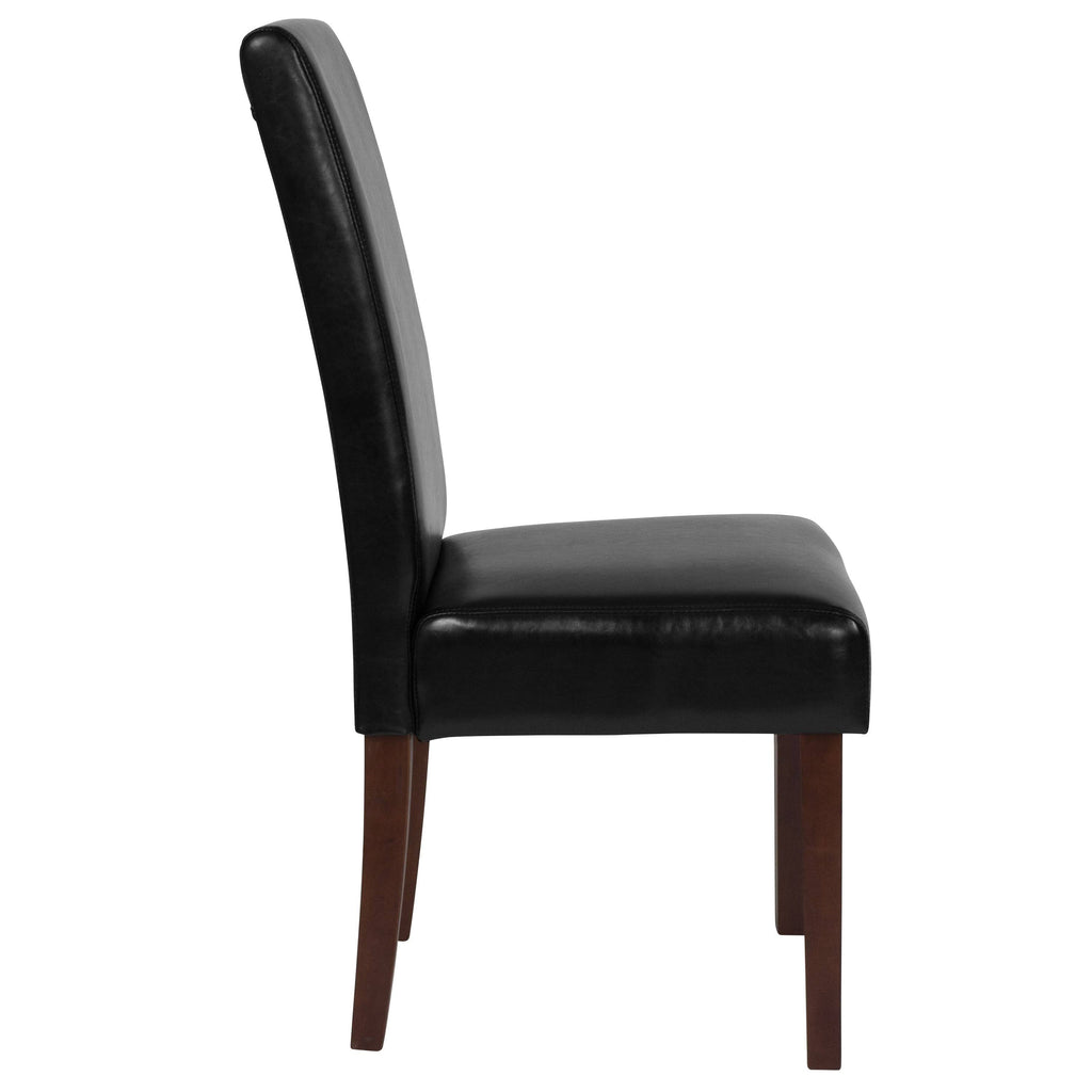 Brown LeatherSoft Parsons Chair with Mahogany Legs I80098