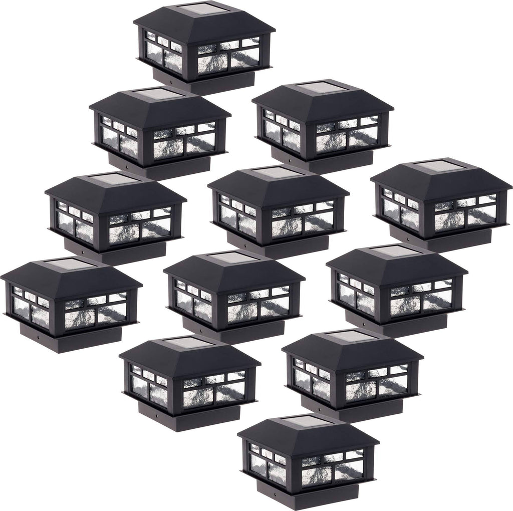 12 Pack Solar Powered 10 Lumen Post Cap Light (Black) Z829871
