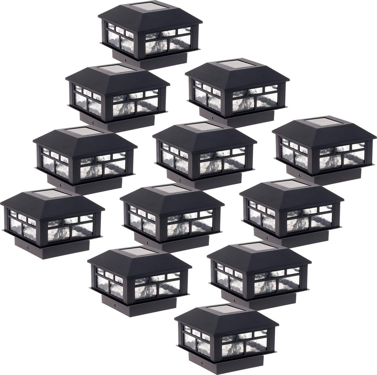 12 Pack Solar Powered 10 Lumen Post Cap Light (Black) Z829871