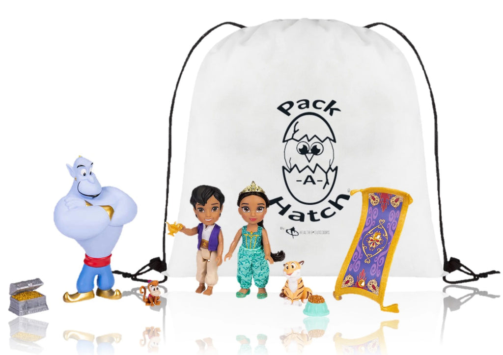 Aladdin and Princess Jasmine Doll Set with Bonus Pack-A-Hatch Bag U95477