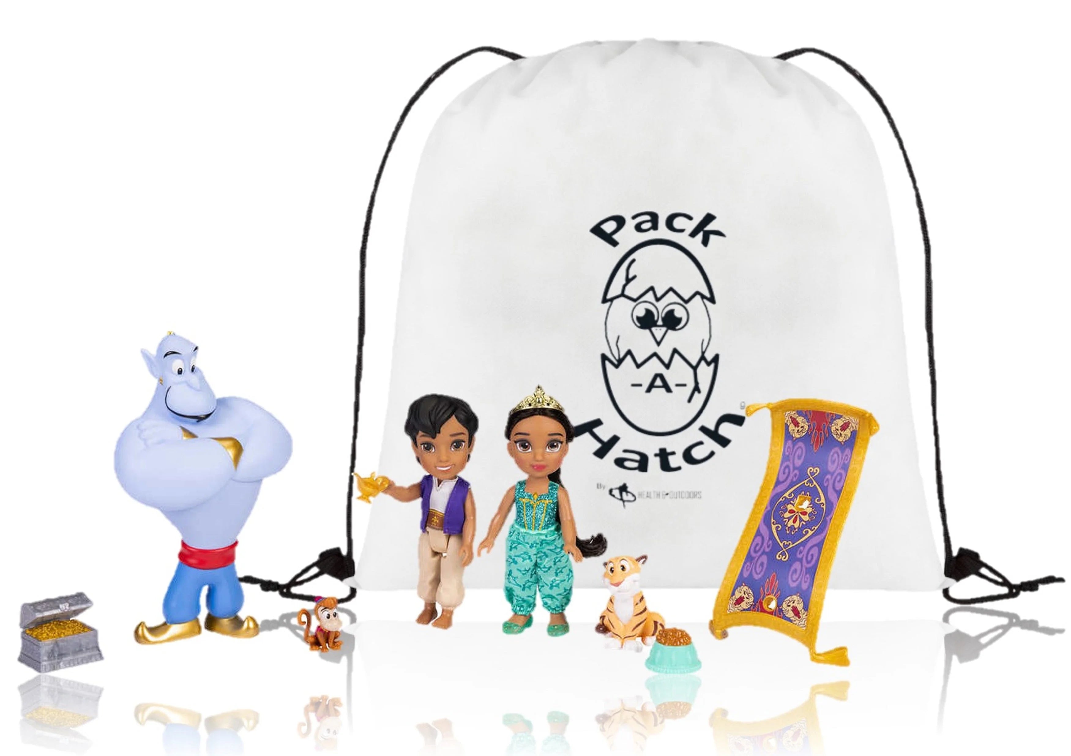 Aladdin and Princess Jasmine Doll Set with Bonus Pack-A-Hatch Bag U95477