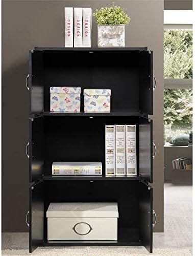 3 Shelf 6 Door Bookcase in Black M45465