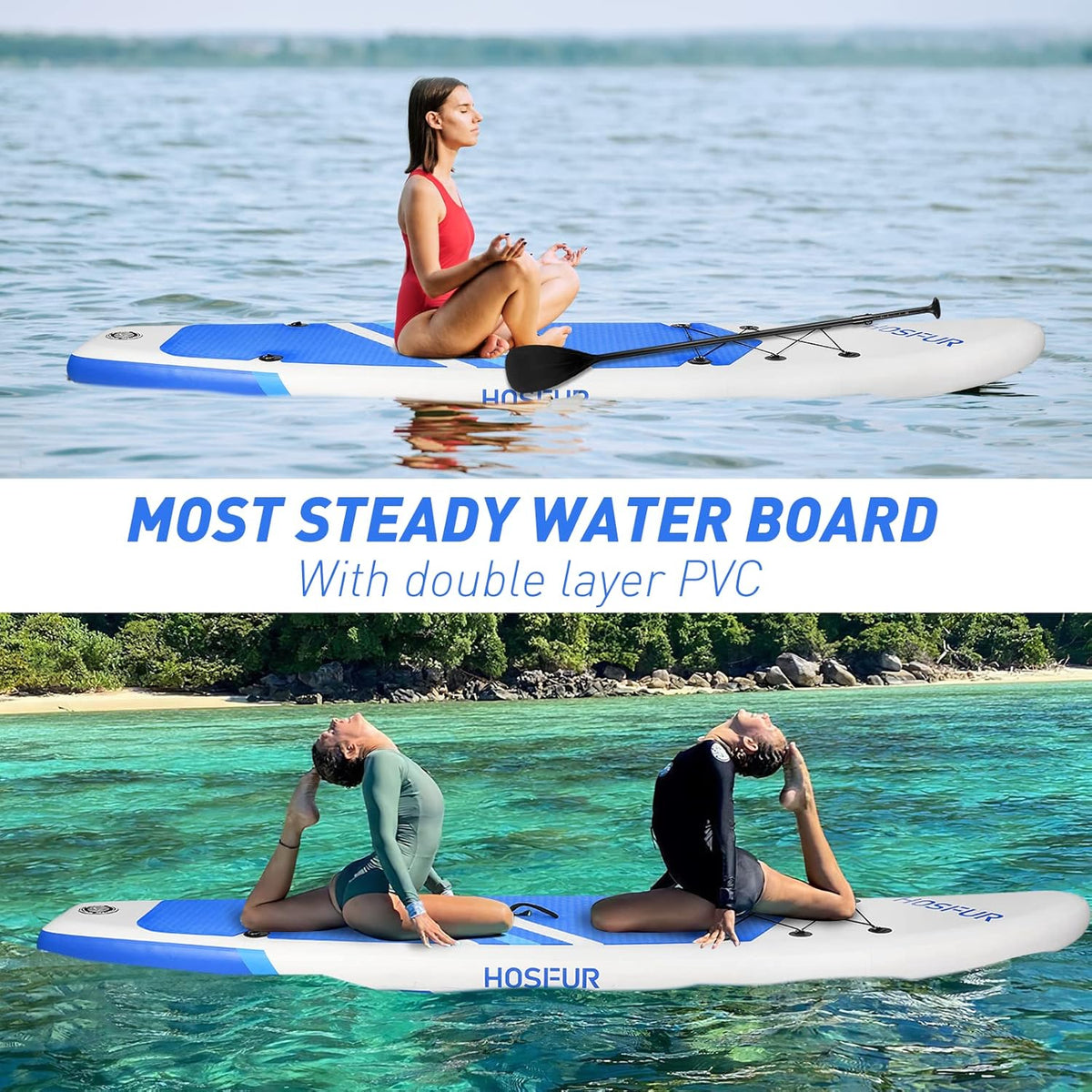 Blue Inflatable Stand Up Paddle Board with Backpack T186