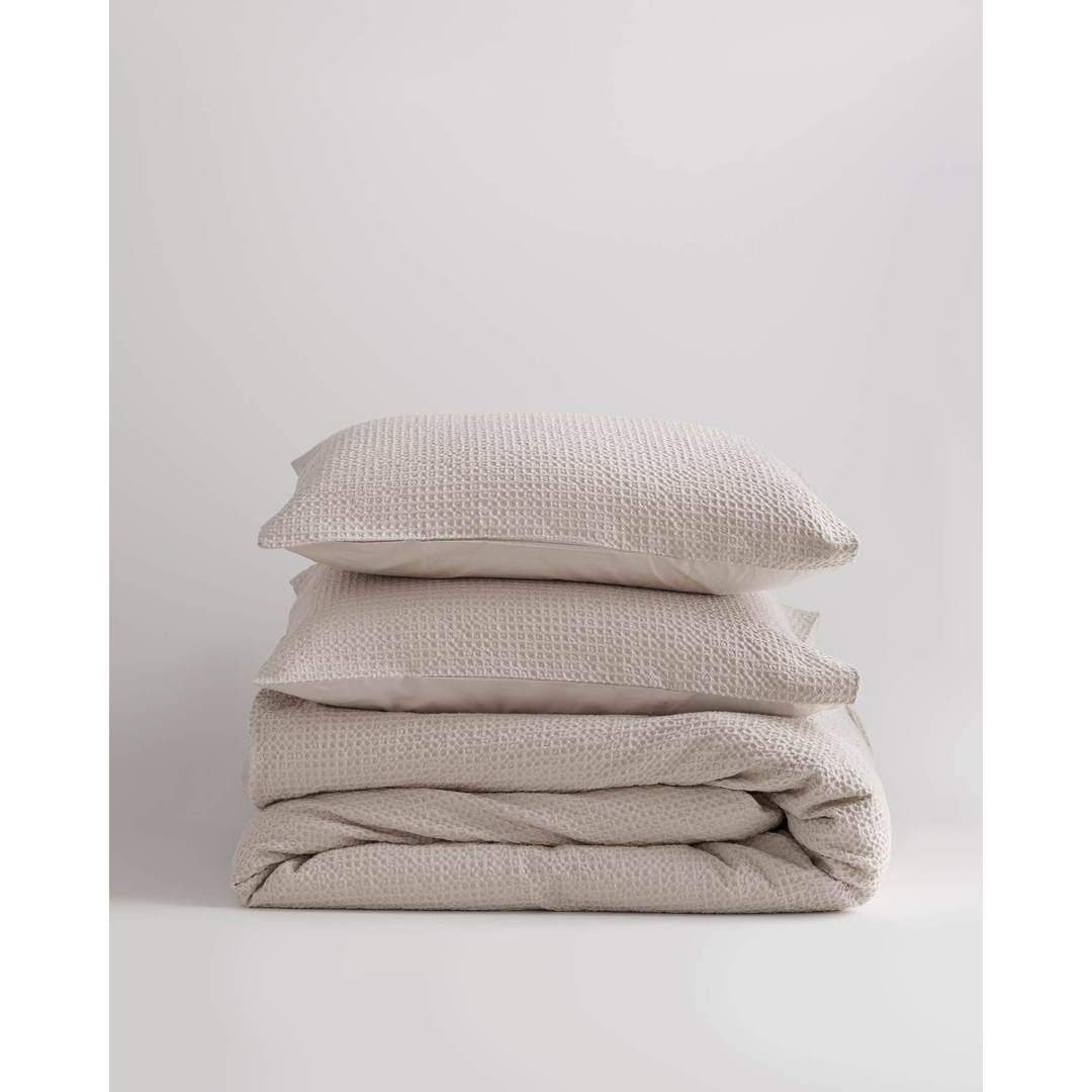 Full/Queen 100% Organic Cotton Waffle Duvet Cover Set H3128