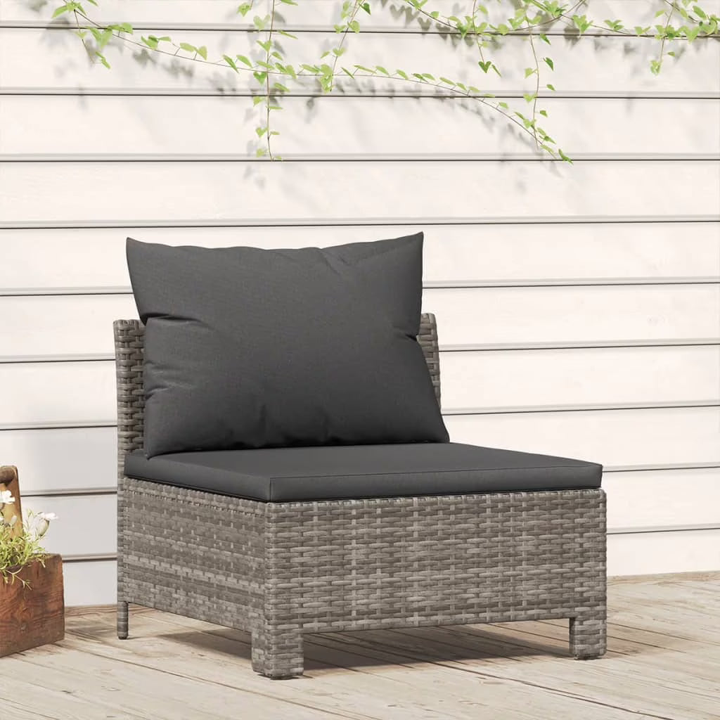Gray Poly Rattan Patio Sofa with Cushion H147036
