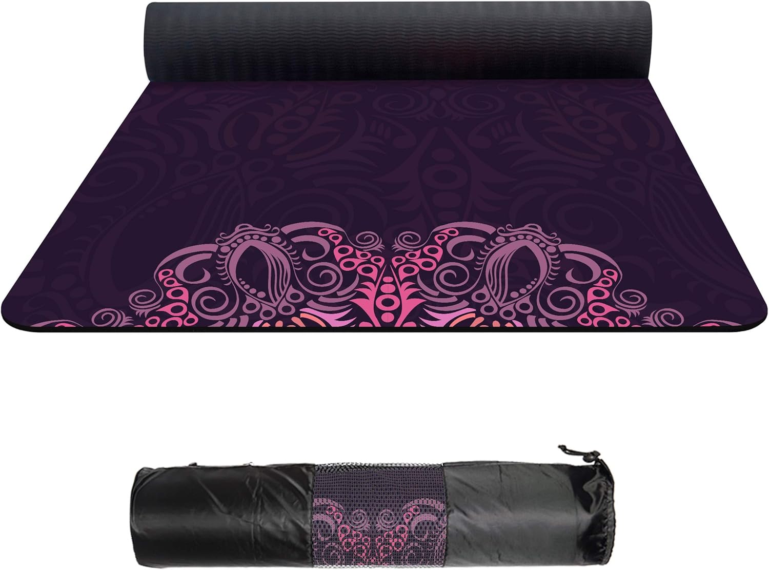 Suede TPE Yoga Mat with Carrying Bag, 72x32 Extra Thick 8MM C809443