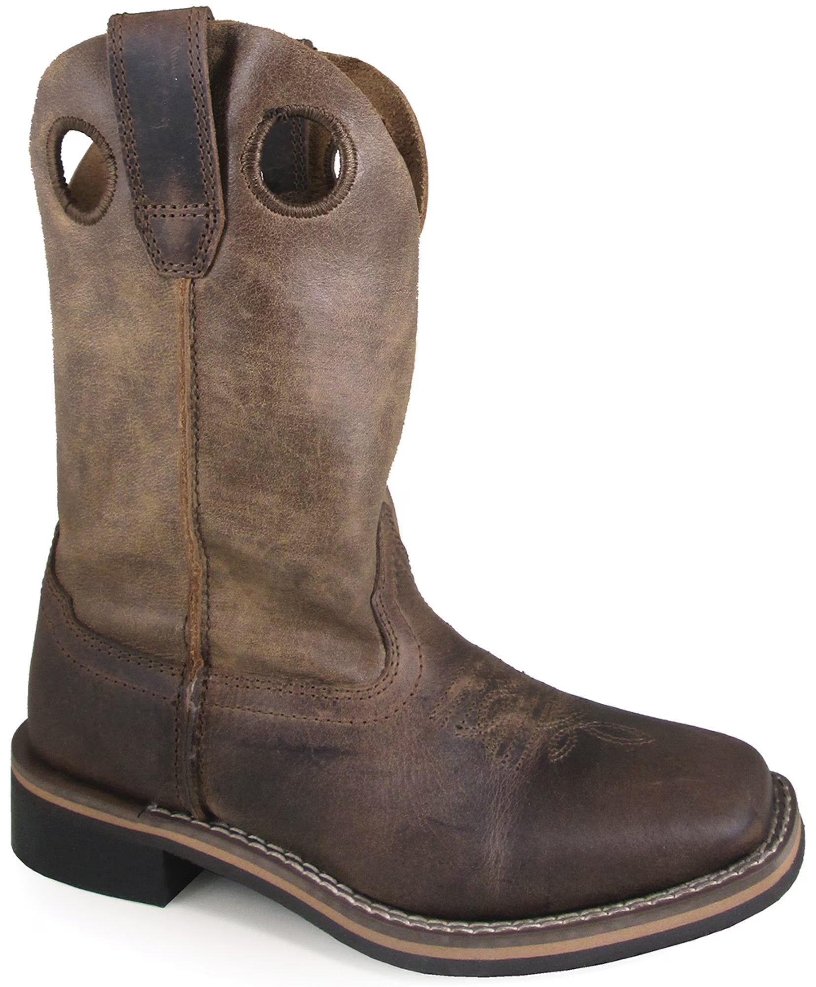 Distressed Brown Square Toe Western Boot F273