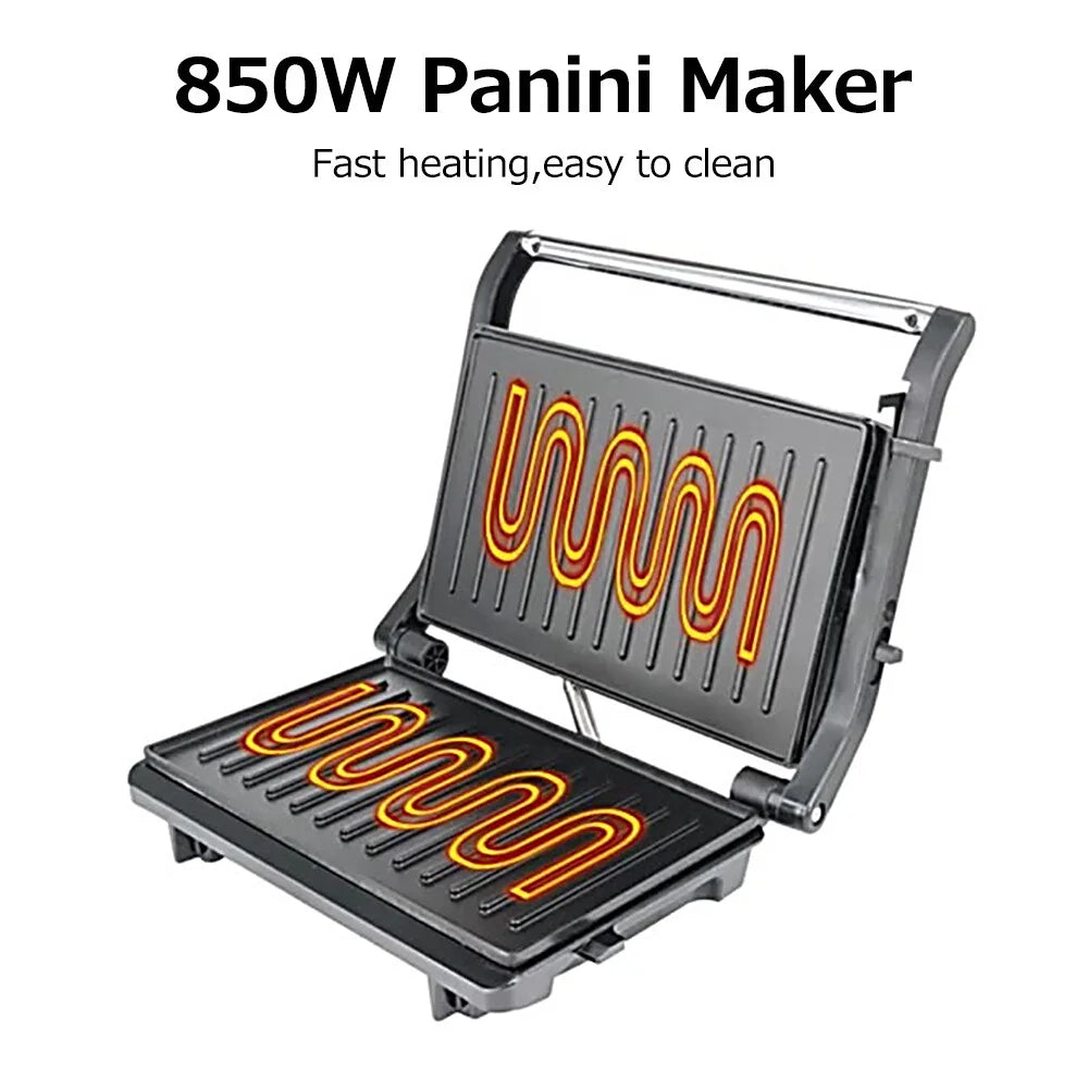 Stainless Steel 850W Nonstick Panini Maker Sandwich Machine Z4009