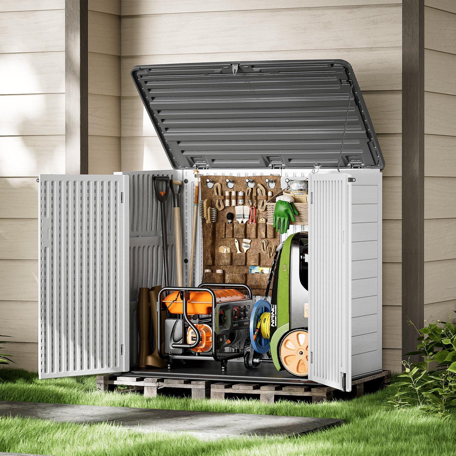 White Resin Outdoor Storage Shed, 38 Cu.ft V99977