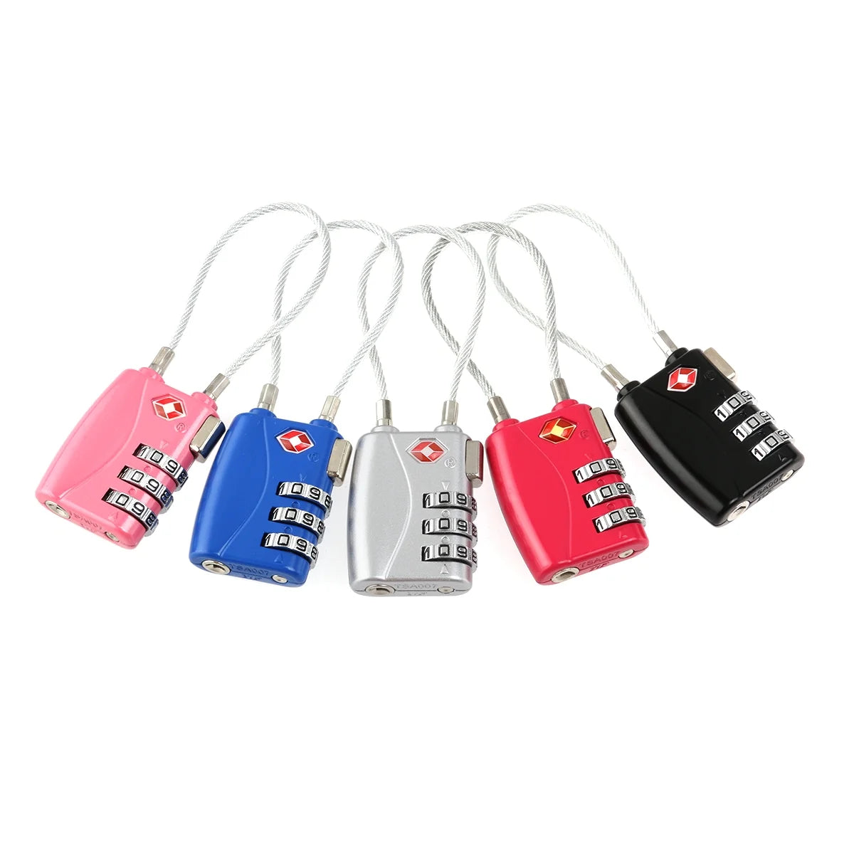 4pcs Portable TSA Approved Security Cable Luggage Lock Padlock (Black) E9077