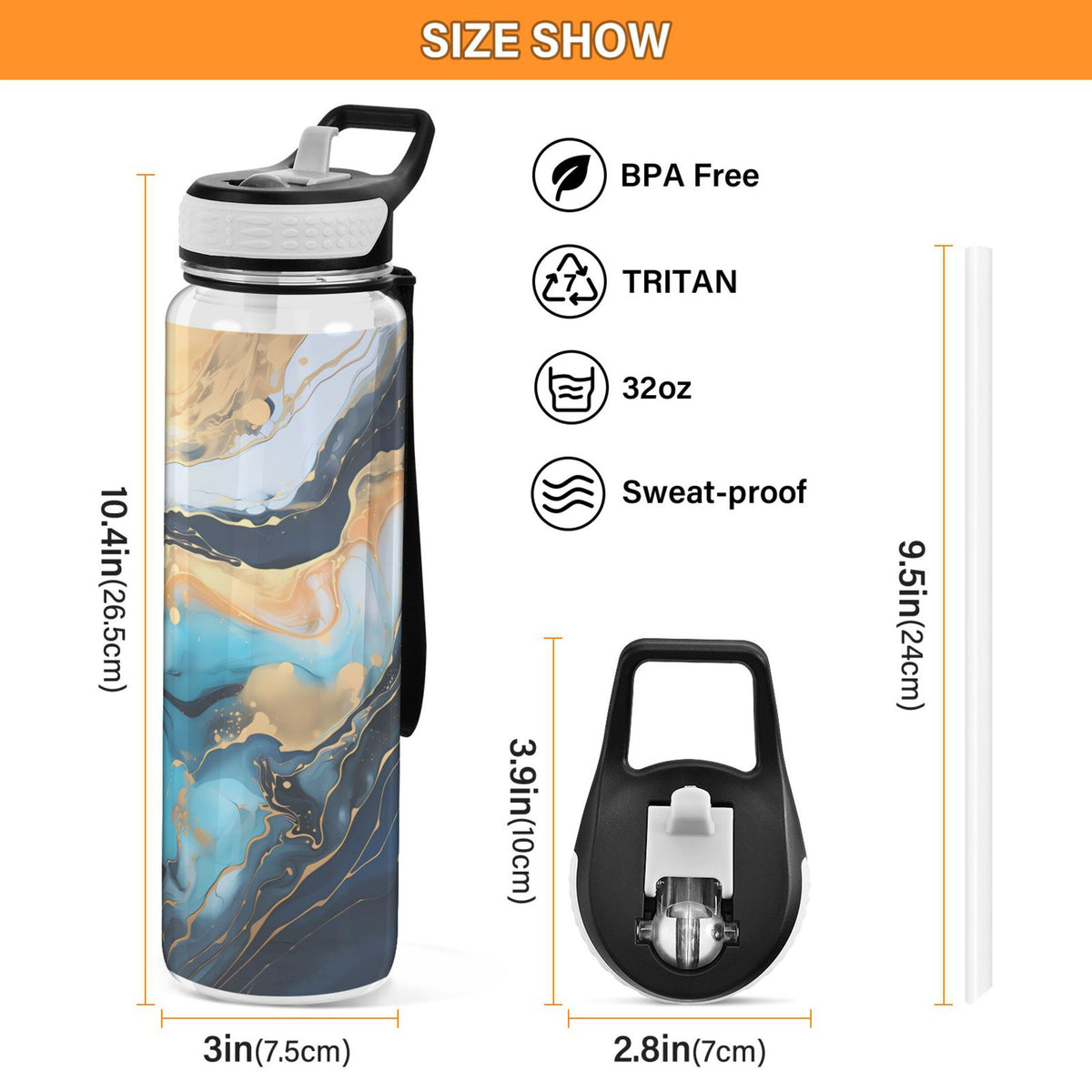 32oz Tritan Leakproof Water Bottle with Straw M72802