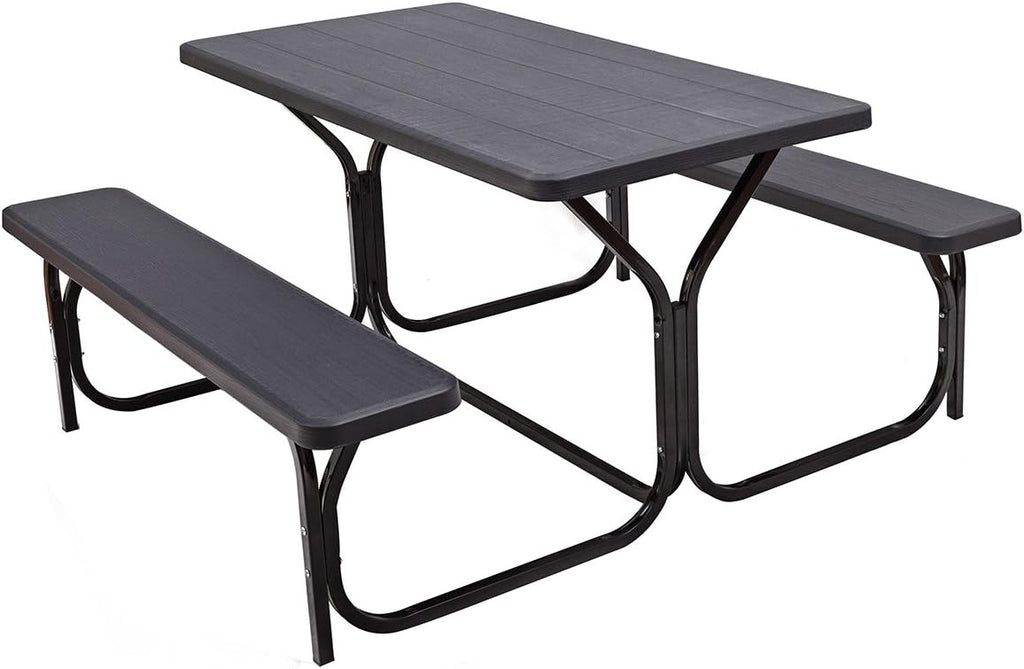 Gray Metal Picnic Table Bench Set C3725