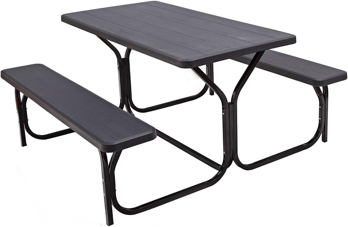 Gray Metal Picnic Table Bench Set C3725