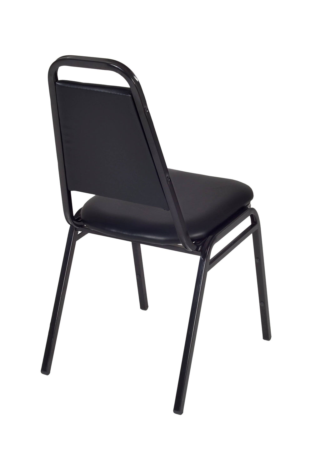 Maple Round Breakroom Table with 4 Black Stack Chairs Q543