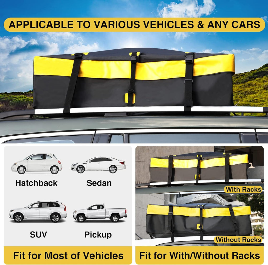 15 Cubic Feet Waterproof Rooftop Cargo Carrier with Anti-Slip Mat V597
