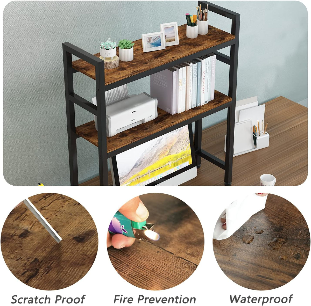 2-Tier Brown Wood Desktop Bookcase E89715