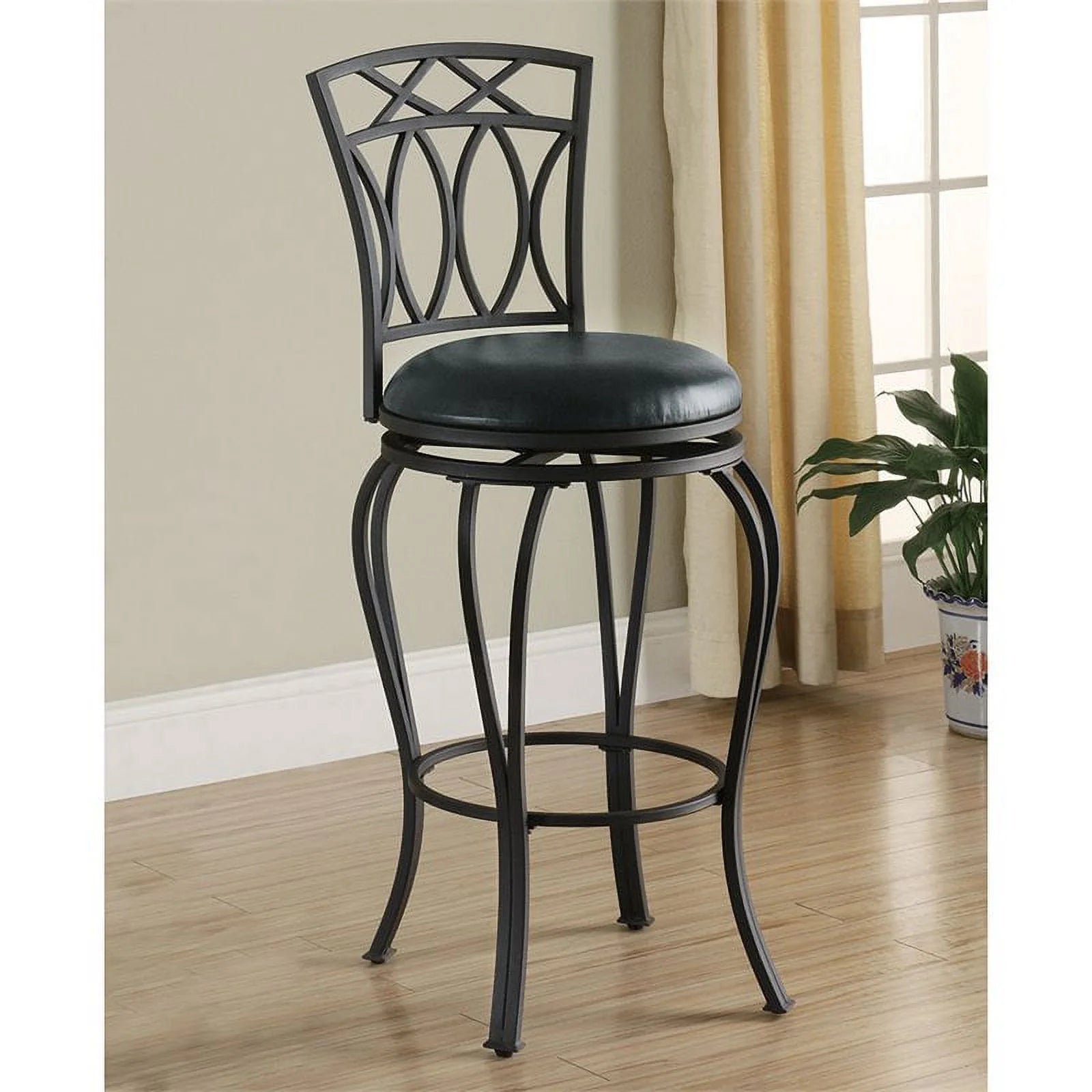 Black Upholstered Swivel Bar Stool B23669