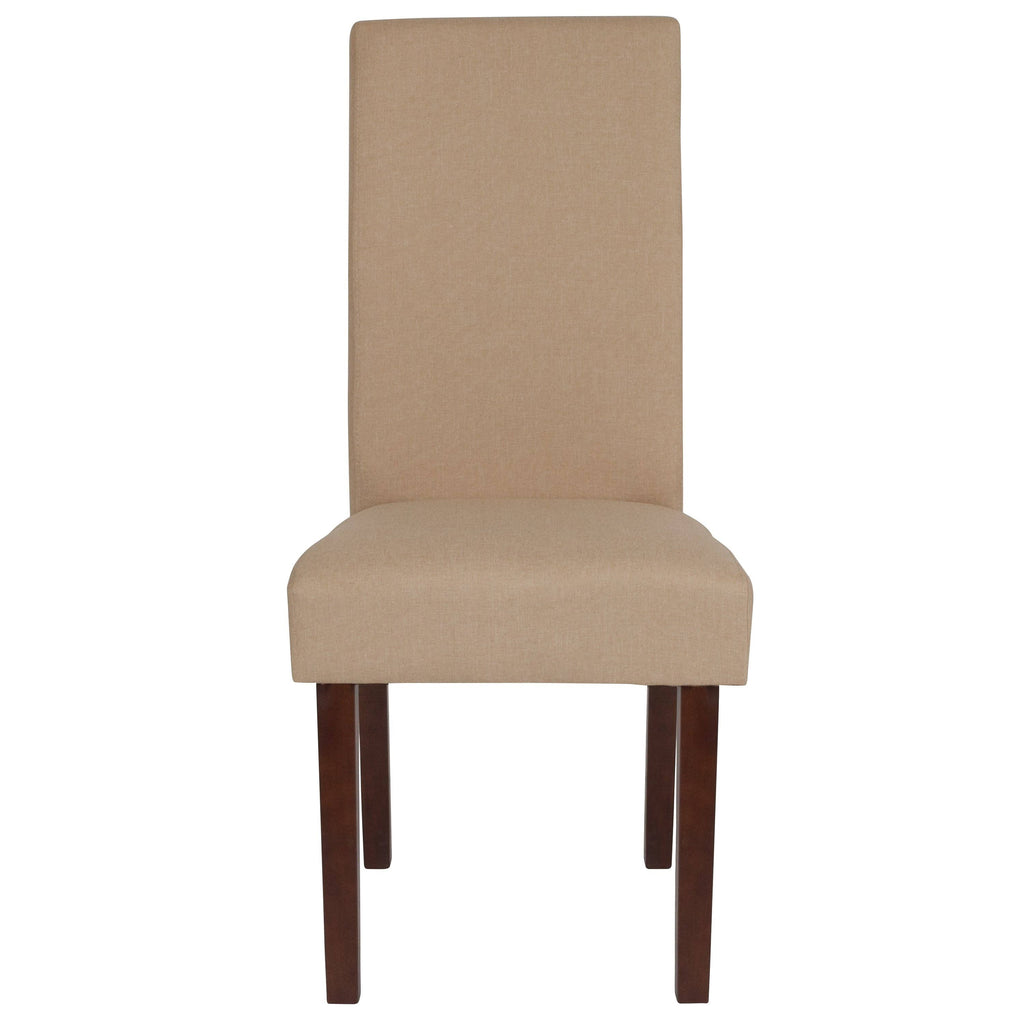 Brown LeatherSoft Parsons Chair with Mahogany Legs I80098