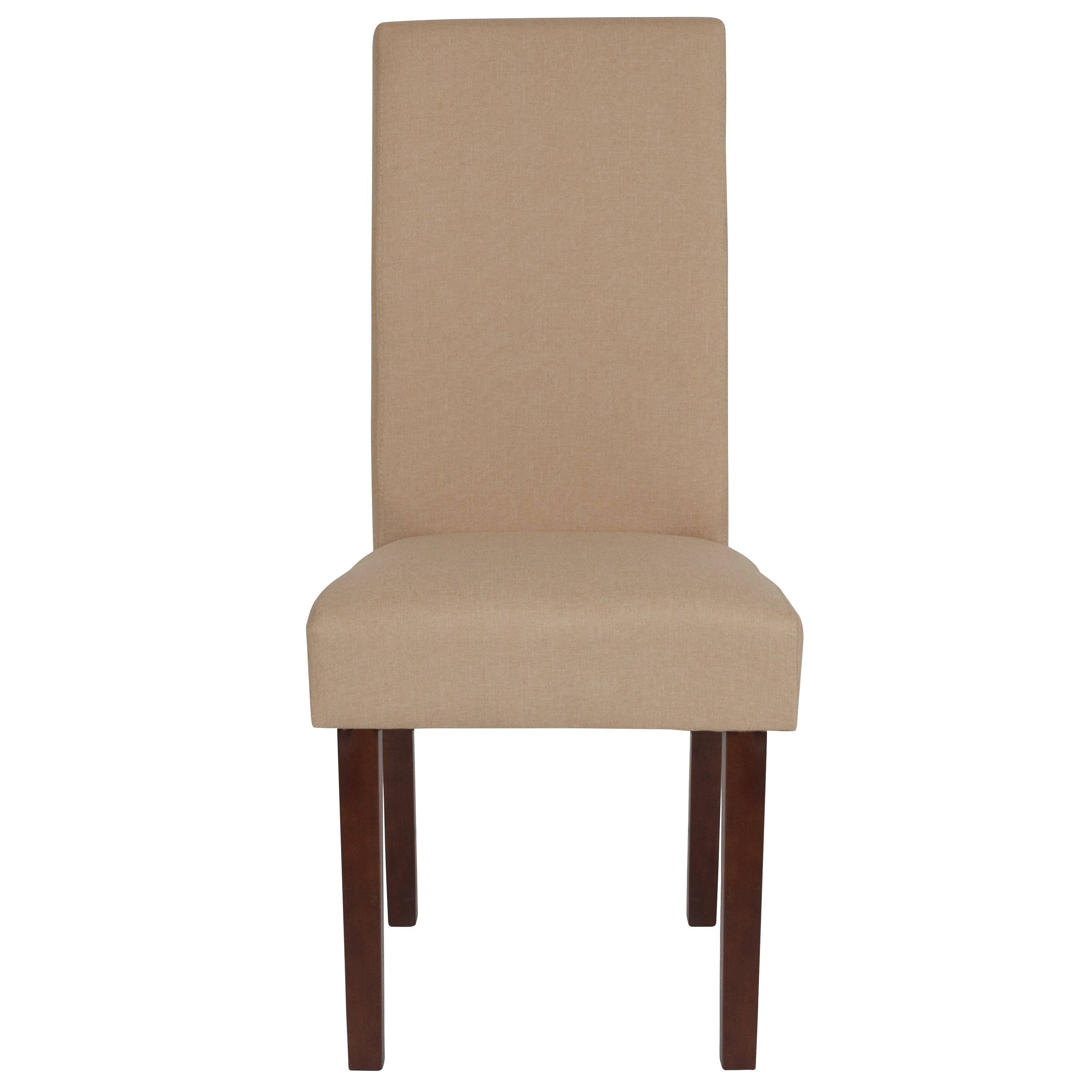 Brown LeatherSoft Parsons Chair with Mahogany Legs I80098