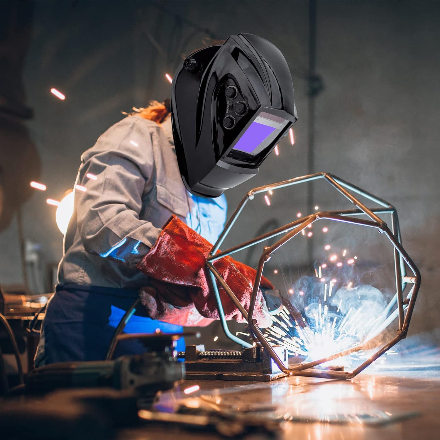 Auto Darkening Welding Helmet, Variable Shade 4/5/13, Black, Pack of 2 B9500