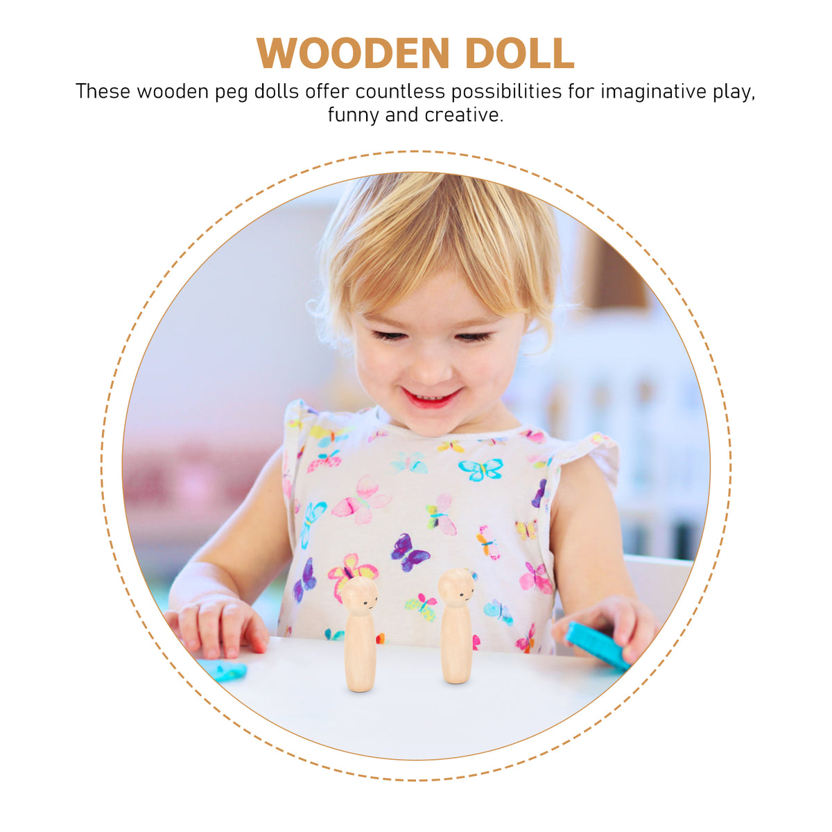 Unfinished Wood Doll Blank for Painting J9410